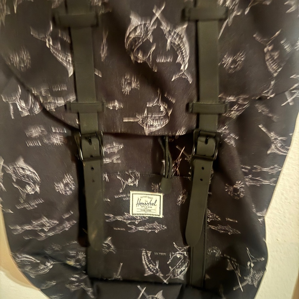 Herschel Supply Company Black Backpack with Nautical Print